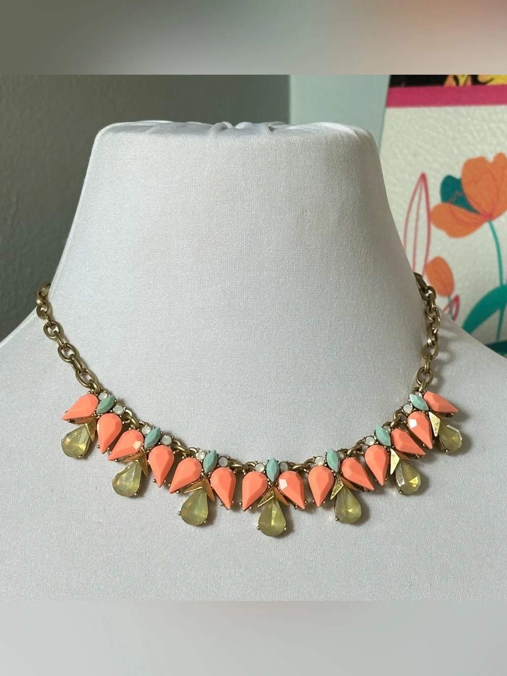J Crew Bib Rhinestone Statement Necklace Y2K Twee Cottagecore Coquette Pastel